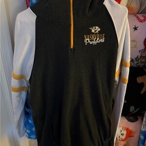 NHL Nashville Predators Gray and White Zip-Up Sweater